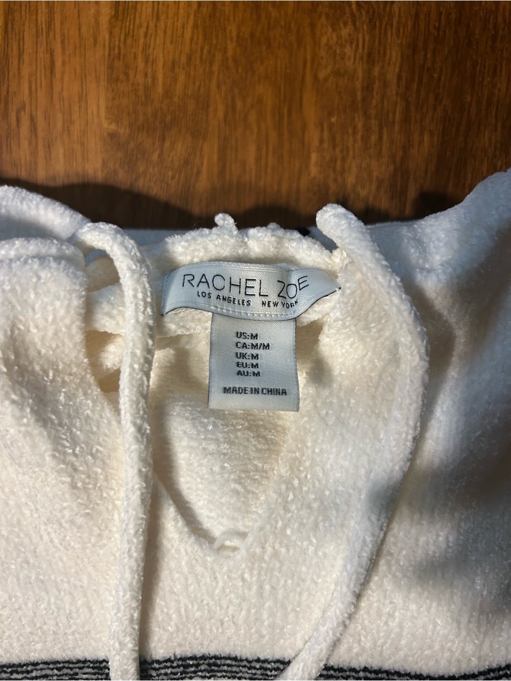 Rachel Zoe Cream and Black Striped Hoodie Sweater - Picture 2 of 2